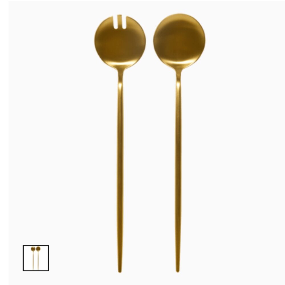 TAJA COLLECTION Stainless Steel Salad Servers Color Gold